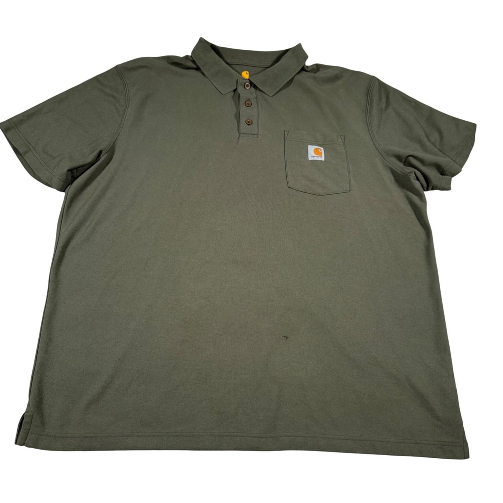 Carhartt K570 MOS Polo Shirt Mens 2XL Moss Green Short Sleeve Pocket Workwear